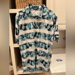 Bad‎ Birdie Blue and White Polo Shirt